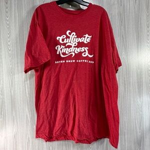 7 Brew Drive Thru Coffee Adult T-Shirt XL Red Cultivate Kindness NEW